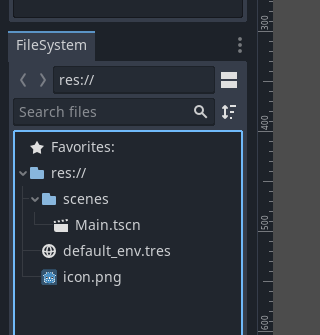 View of the FileSystem panel.